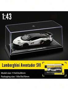 C C A 1:43 Maßstab Lamborghini Avendator SVJ Druckguss Legierung Modell Auto Sammleredition mit Staubschutz und Präsentationsständer Simulationslegierungsfahrzeugmodell Spielzeug Türen können geöffnet werden Weihnachts- und Geburtstagsgeschenk für Kinder