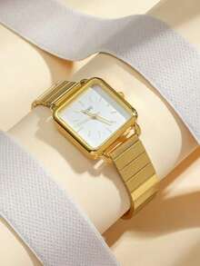 1 pezzo/set Orologio al quarzo minimalista con cinturino in acciaio, stile elegante da studente, adatto per compleanni, Ognissanti, Ringraziamento, di fine anno