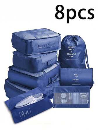 1/8pcs Portable Storage Set - Handbag, Multifunctional Travel Bag, Foldable Storage Bag, Mesh Luggage Bag, Large Capacity Clothing Storage Bag, Luggage Organizer, Travel Essentials, Compression Packing Cubes, Large Mesh Bag, Organization & Storage, Travel Accessories, Back To School, Dorm Essentials, Autumn New Arrival