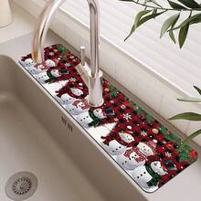 1 件硅藻泥圣诞雪人装饰防滑硅胶水龙头排水垫，厨房排水垫，适用于浴室和厨房水龙头的保护和装饰。 - 彩色 - 查看 11