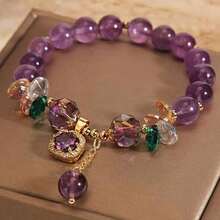 1pc Romantic Vintage Amethyst Bead Bracelet, Suitable For Daily Wear, Holiday Gifts, Jewelry Gifts