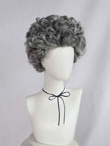 Synthetic Old Lady Wig Short Curly Gray Granny Wig For Women Cosplay Elegant Grandmather Fashion Grandma Classic Old Lady Costume Wig Daily Party Wig For Christmas Gift For Birthday Nightclub Holiday Celebration Comic Con Decorations - Grey - View 3