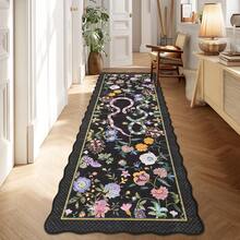 1Pcs Room Decor Modern Washable Scalloped Floral Snake Area Rug For Living Room Indoor Bedroom Foldable Floor Mats, Soft Low Pile Non Shedding Carpets For Offices Non-Slip Runner For Hallway Dorm - 黑色 - 查看 6