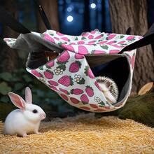Small Animal Hideaway& Hammock, Cozy House With Roof For Small Pets To Sleep And Hide - Washable Pet Cave& Hideout Corner, Hanging Hammock Hideout Bed, Cage Accessories For Guinea, Hamster, Rat, Glider, Squirrel, Ferret, Kitten, Squirrel, Chinchilla