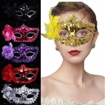 Máscara de flor brillante, máscara sexy para mujer de fiesta de Halloween, máscaras de baile de disfraces, máscara veneciana para carnaval