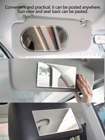 Stainless Steel Car Sun Visor Makeup Mirror, Car Interior Decorative Mirror, Car Vanity Mirror