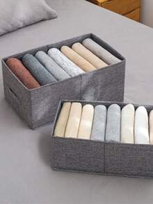 1/2pcs Grey Fabric Foldable Bra & Underwear Storage Box, Washable Closet Organizer - Grey - View 6