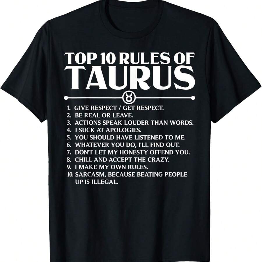 Horoscope Symbols Astrology Sign Top 10 Rules Of Taurus T-Shirt - màu đen - Xem 1