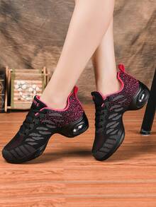 女士舞蹈鞋，透气网眼休闲鞋，软底软面健身瑜伽舞蹈鞋，适合广场舞 - 玫紅色 - 查看 12