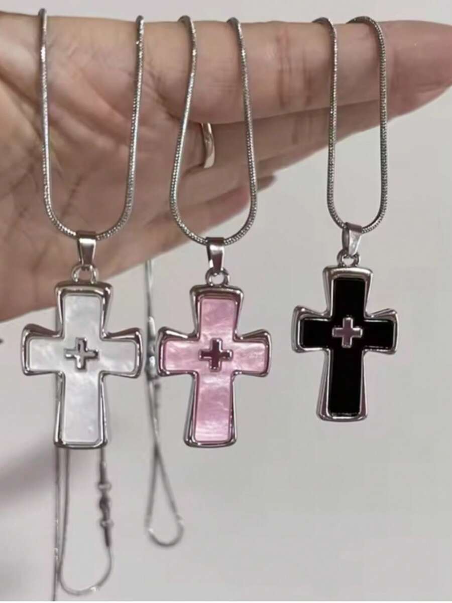 Y2K Cross Stainless Steel Chain Necklace With Ins Style Dark Gothic Punk Style Niche Design Unique And Spicy Style - Cross - View 1