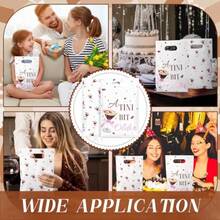 D50 Pcs Espresso Martini Party Favor Bags 9.84 X 6.5 In A Tini Bit Older Plastic Gift Bags With Handle Espresso Goodie Candy Bag For Birthday Martini Bachelorette Party Decoration Supplies10 - 白色 - 查看 4