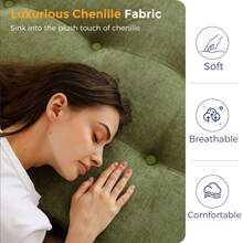 MAXYOYO 6 Inch Tri-Fold Mattress,Chenille Folding Mattress Made Of Whole Block Of Foam,Memory Foam Mattress Topper,Great For Sleeping,Camping - 綠色 - 查看 7