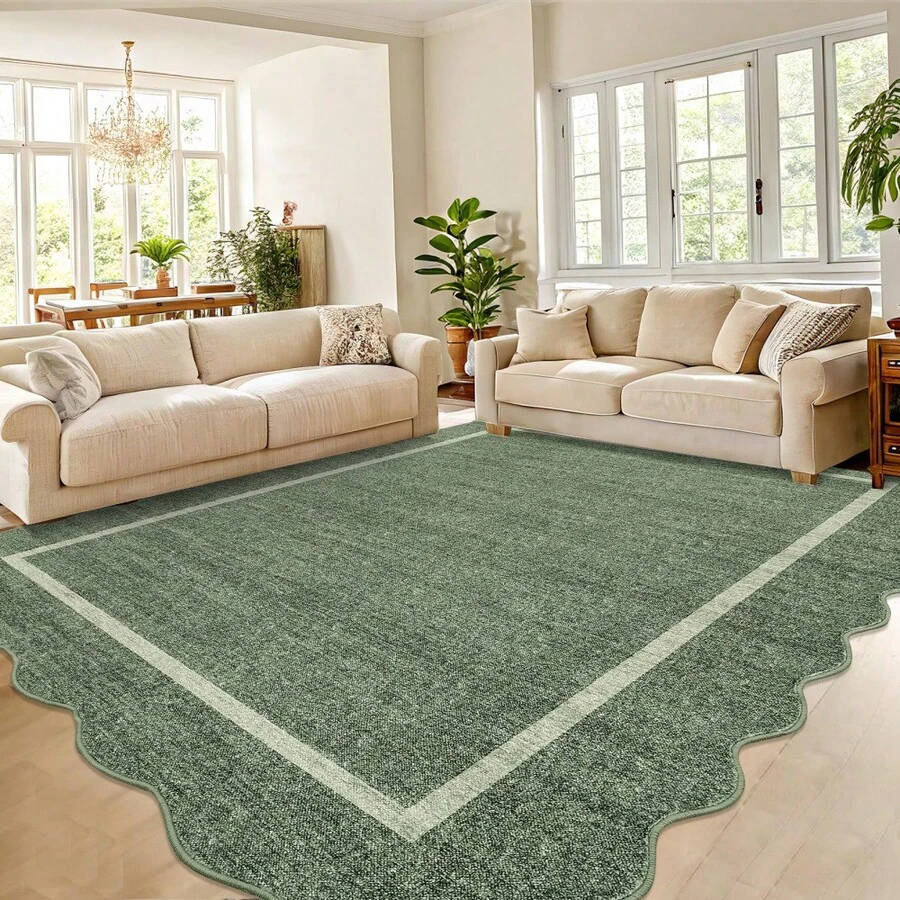 Modern Home Decor Simple Living Room Area Rug Non Slip Thin Bordered Entrance Runner Rug Non Shedding Low Pile Mat Throw Rug Easy To Clean Stain Resistant Carpet Printed Washable Soft Floorcover For Dinning Room Kitchen Laundry Bathroom Bedroom - Xám Xanh Lá Cây - Xem 1