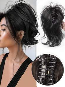 短款卷曲合成爪夹马尾假发 女士高髻马尾 - 彩色 - 查看 10