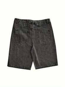 Solid-Color Basic Denim Shorts With A Spring And Autumn Street Fashion Style - Grey - View 5