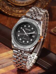1pc Fashion Business Casual Men's Watch, Multi-Function Round Dial Alloy Steel Band Quartz Watch, Suitable For Festivals, Parties And Daily Wear, Best Gift For Men, No Gift Box - Multicolor - View 9