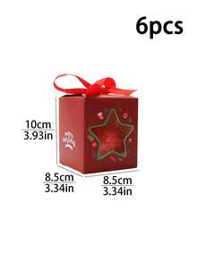 6件/12件圣诞苹果礼盒（配星丝带）、圣诞平安夜礼盒、卡通圣诞杯蛋糕盒、曲奇牛轧糖巧克力盒 - 彩色 - 查看 12