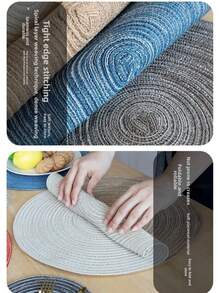 Tovagliette ovali/rotonde, set di tovagliette lavabili intrecciate, antiscivolo, resistenti al calore per tavolo da pranzo, decorazione per interni ed esterni, decorazione per tavolo da cucina