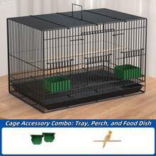 1pc Foldable Metal Bird Cage With Tray, Food Bowl, Perch - Sturdy Compact Design For Indoor Use, Suitable For Pigeons, Parrots, Cockatiel, Small Birds, With Anti-Escape Welded Design, For Breeding & Display, Easy To Clean, Space-Saving - Multicolor - View 13