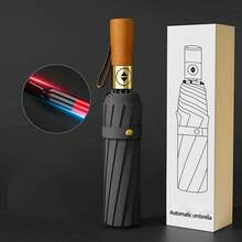 1pc Automatic Oversized Umbrella, Dual Use Sunshade & Rain Umbrella, UV Protection, Foldable Black Coating Umbrella