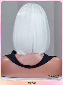 TOPSHE 30cm zweifarbige kurze gerade Haare ohne Pony, schwarze Perücken für Frauen, weiches, hitzebeständiges synthetisches Haar, für den täglichen Gebrauch, Partys, Halloween & Cosplay, Halloween Kostüm