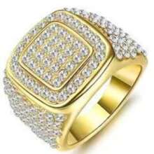 Un juego de 5 anillos de lujo para hombres con incrustaciones de diamantes, un anillo que muestra la presencia de un hombre y es adecuado para que los hombres lo usen - Dorado - Ver 6