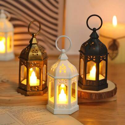 1pc Retro Mini Handheld Decorative Lantern Light With Battery, Indoor Home Decor Wind Lantern Lamp,Table Decor, Bedroom Decor,Room Wall Hanging Decor Night Light,Suitable For Wedding Party Holiday Decorations Light