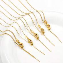 1 Pc Universal Threading Type Necklace Chain Color Retention 18k Gold-Plated Box Chain, O-Shaped Chain, Snake Bone Chain, Suitable For DIY Handcrafted Chain Necklaces, Suitable For Ladies To Layer And Wear Daily - Universal Needle Necklace Chain - View 1