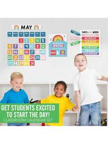 Classroom Calendar, 98 Pieces, Bulletin Board, Hadley Designs, Calendars & Planners, Calendar 2025, Calendar Creative Minimalist, Calendar>Teacher, Yearly Calendars, Calendario 2025-2026, Academic Calendar 2025-2026, Wall Calendar 2025, Numbers Calendar, - Rainbow - 查看 6