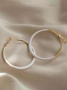 1 Cặp bông tai hình chữ C thời trang tối giản đa năng hợp thời trang thường ngày - trắng - Xem 4