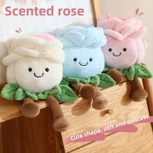 1pc Cute Cartoon Rose Potted Plant Figurine, Plush Realistic Rose Doll, Gift For Valentine's Day, Mother's Day, Teacher's Day, Home Decor Plush Doll - 22cm - View 1