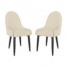 Dining Chairs Set Of 2, Modern Upholstered Fabric Kitchen Chairs, Dining Table Chairs With High Back And Metal Legs - 白色 - 查看 1