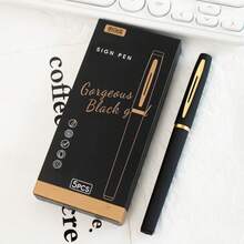5mm Black Signature Pen, Smooth Writing Business Office Signing Pen, Student Planner Marker Pen, Elegant Gift Box - Ruột bút bi đen và vàng 5 chiếc - Xem 4