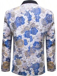 Barry.Wang Blazer For Men Paisley Sport Coat Lightweight Suit Jacket Regular Tuxedo Flower Mardi Gras Carnival Gift
