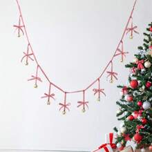 Christmas Bell Bow Garland Festive Tree Hanging Ornament Charming Seasonal Banner For Home Holiday Decor - Red - View 4