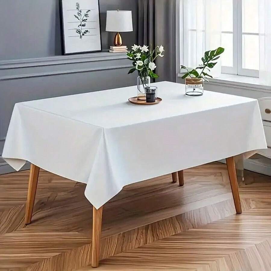 1pc White Table Cloth Rectangle 57.9x81.9 Inch White Tablecloths For 6 Foot Tables - Wrinkle Resistant Polyester Table Cloth Fabric Table Cover For Party Wedding Events And Camping - Multicolor - View 1