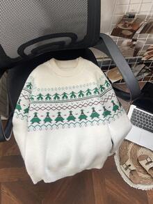 Weihnachts Mädchen Pullover, Neuer Herbst/Winter gestrickter Pullover für Mädchen, einfaches Weihnachtsbaum Stickerei Pullover, geeignet für den täglichen Gebrauch von Kindern, süßer Pullover - Beige - Übersicht 9