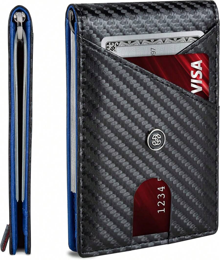 Ultra-Thin Men's Wallet. Ultra-Thin Wallet With Card Holder, Ultra-Thin Front Pocket, Credit Card Wallet, Classic, Simple, Bi-Fold Style, The Best Anti-Theft Wallet. - Màu xanh lam - Xem 1