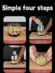 ماعجة ثوم يدوية من الفولاذ المقاوم للصدأ، أداة تقطيع وسحق متعددة الوظائف للمطبخ قطعة واحدة