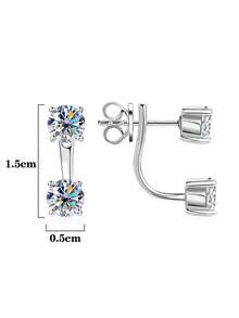 2 piezas Conjunto de joyas de plata de ley 925 con minimalista y elegante diseño, con 2 quilates de moissanita, adecuado para uso diario, fiestas, trabajo, San Valentín, Día de la Madre, boda, aniversario, cumpleaños, regalo nupcial para mujeres