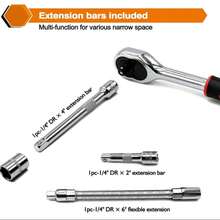46 Pieces Set Mechanic Tool Kit 1/4-Inch Drive Ratchet Socket Wrench Set With Storage Case,Includes Metric Bit Sockets And Extension Bar For Car Repair And Home Maintenance - Red - View 5
