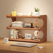 Kệ để đồ để bàn 2/3/4 tầng có kệ tre/gỗ dày, thích hợp để đựng cốc, đồ ăn nhẹ, cốc cà phê, sách và các vật dụng khác trong nhà bếp, phòng học, phòng khách - Màu nâu - Xem 5