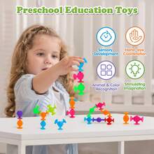 40/80 Pcs Building Toy Bath Toy Suction Cup , Sensory Suction Bath Toys For Toddler, Kids Suction Fidget Toys Suction Cup Toys For Windows Travel Stress Relieve Toys - Multicolor - View 5