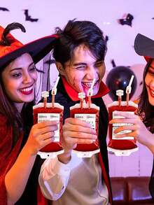 10 件装 - 饮料血袋，10 个静脉输液袋，用于万圣节派对装饰，可重复使用的饮料袋，用于主题派对的活血，化妆舞会，吸血鬼，僵尸，护士毕业派对道具秋季，圣诞节 - 彩色 - 查看 5