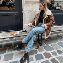 KaroNairy 3 Inch Black Platform Ankle Boots Round Toe Non Slip Work Chelsea Booties For WomenChristmas - 漆黑 - 查看 6