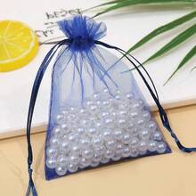 2025Organza Gifts Bags Sets Of 50 Drawstring 4x6 Inch Pink For Baby Shower,Girl Birthday,Party Favors,Wedding,Bridal Shower,Graduation,Halloween,Bulk Sheer Fabric Mesh Tie Sack For Jewelry,Candy - 藏蓝色 - 查看 3