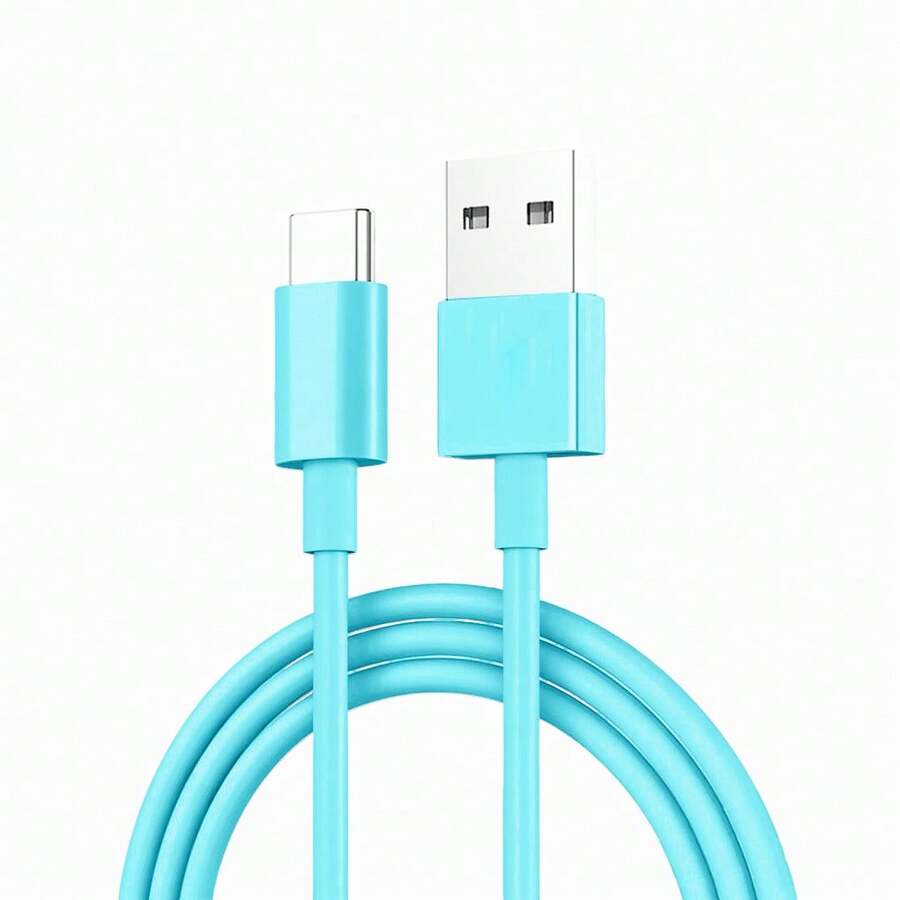 1PC USB C Fast Charger Cable,USB A To Type C Fast Charging Cable,480Mbps High-Speed Data Transmission Cable,Compatible With IPhone 17/16/15/Plus/Pro/Pro Max,Compatible With Samsung Galaxy S25 S24 S23 S22 S21 Note 20 Ultra,Pad Pro 12.9 Air Mini - Blue - View 1