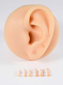 1件装 玻璃肤色鼻钉 直型/弯型 肤色鼻骨环固定器 耳环 身体穿刺饰品 - 膚色 - 查看 7