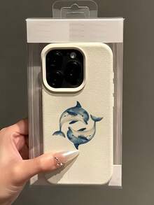 海洋 1 件可爱旋转海豚图案全覆盖 TPU 防震手机壳适用于 16、15、14、13、12、11 Pro Max 等系列 - 彩色 - 查看 2
