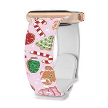 Christmas Print Band For Apple Watch Ultra 49mm Silicone Strap Bracelet For Series 11 10 9 8 7 41 45mm 6 Se 3 40 46 42MM